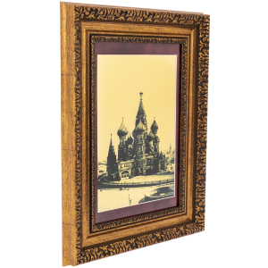 Painting on gold leaf "Moscow. St. Basil's Cathedral in the 1910s."