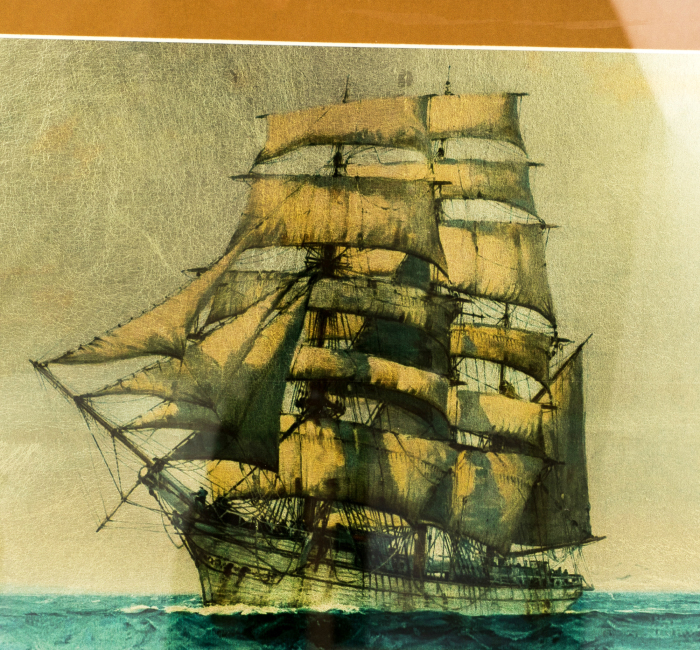 Painting on gold leaf "White Bark" by Ellen" by English artist Dawson Montague"