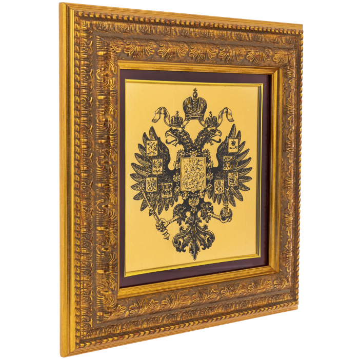 Painting on gold leaf "The Double-headed Eagle of the Russian Empire"