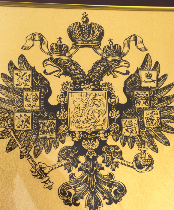 Painting on gold leaf "The Double-headed Eagle of the Russian Empire"