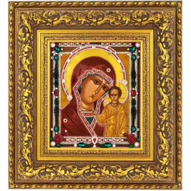 Oil icon "Kazan Theotokos" with gold leaf