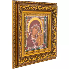 Oil icon "Kazan Theotokos" with gold leaf