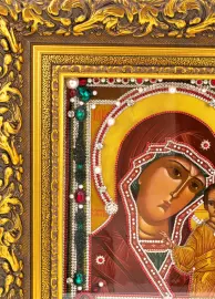 Oil icon "Kazan Theotokos" with gold leaf
