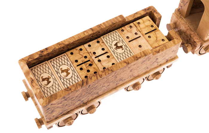 Domino made of Karelian birch "Steam train"