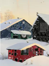 Damir Krivenko's painting "Wifi in the village"