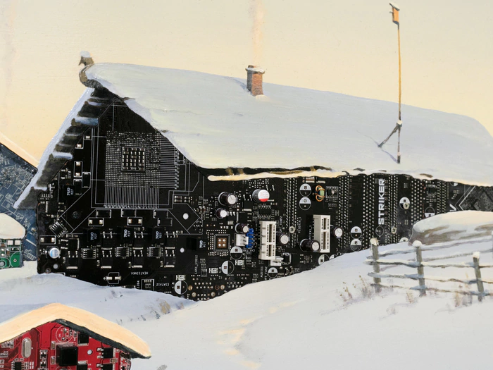 Damir Krivenko's painting "Wifi in the village"