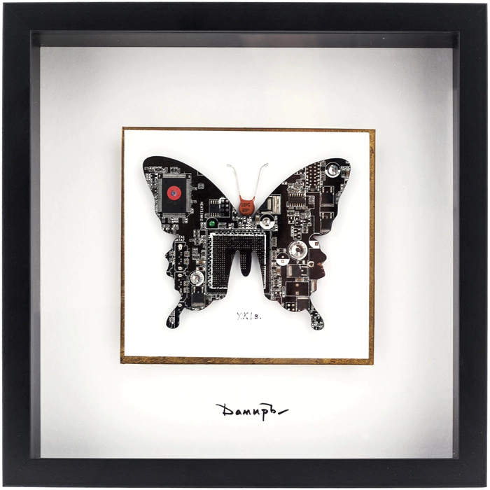 Damir Krivenko's painting "Butterfly" in a black frame