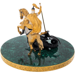 Sculpture "George the Victorious" on a malachite stand, Zlatoust