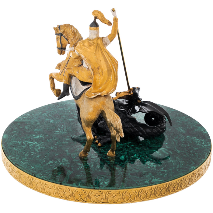 Sculpture "George the Victorious" on a malachite stand, Zlatoust