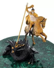 Скульптура "Георгий Победоносец" на малахитовой подставке, Златоуст