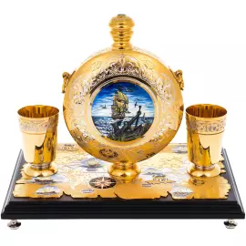 Набор водочный с флягой "Морской" на 2 персоны, 4 персоны, Златоуст