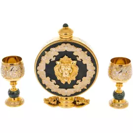 Набор фляга с рюмками "Лев" на 2 персоны, Златоуст