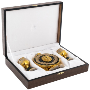 Set of flask with glasses "Lion" for 2 persons, Zlatoust