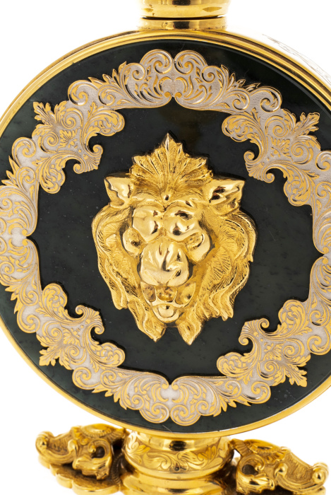 Set of flask with glasses "Lion" for 2 persons, Zlatoust
