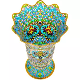 Ваза "Цветочная" с голубыми витражными эмалями
