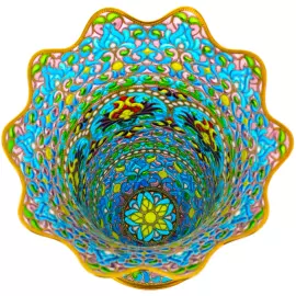 Ваза "Цветочная" с голубыми витражными эмалями