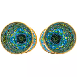 Набор бокалов для шампанского "Букет" с голубыми витражными эмалями, на 2 персоны