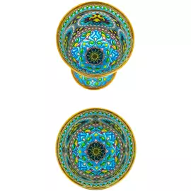 Набор бокалов для вина "Букет" с голубыми витражными эмалями, на 2 персоны