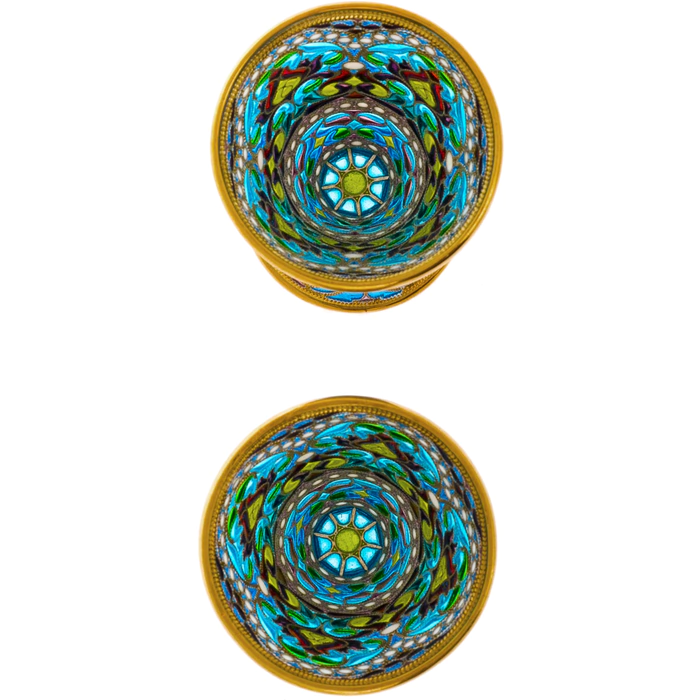 Set of glasses "Bouquet" with blue stained glass enamels, for 2 persons