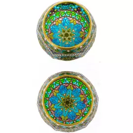 Набор бокалов для виски "Букет" с голубыми витражными эмалями, на 2 персоны