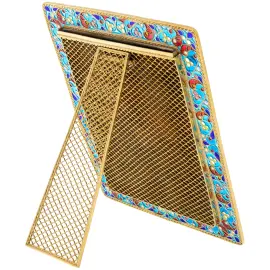 Икона настольная на перламутре "Георгий Победоносец" с витражной эмалью