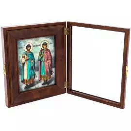 Icon on mother-of-pearl "Saint Boris and Gleb"