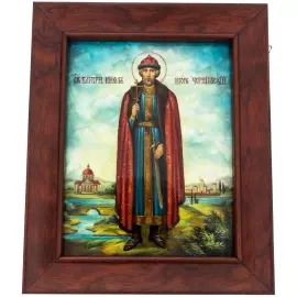 Икона на перламутре "Святой Игорь"