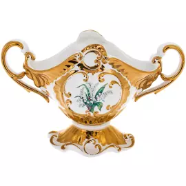 Ваза для фруктов "Барокко - Ландыши", цвет: белый с золотой отделкой