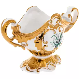 Ваза для фруктов "Барокко - Ландыши", цвет: белый с золотой отделкой