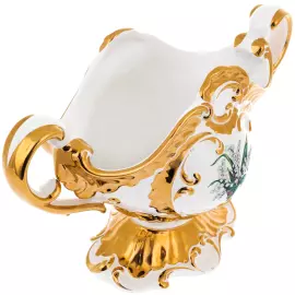 Ваза для фруктов "Барокко - Ландыши", цвет: белый с золотой отделкой