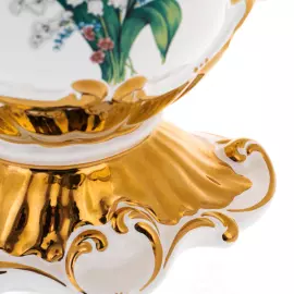 Ваза для фруктов "Барокко - Ландыши", цвет: белый с золотой отделкой