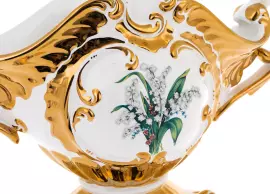 Ваза для фруктов "Барокко - Ландыши", цвет: белый с золотой отделкой