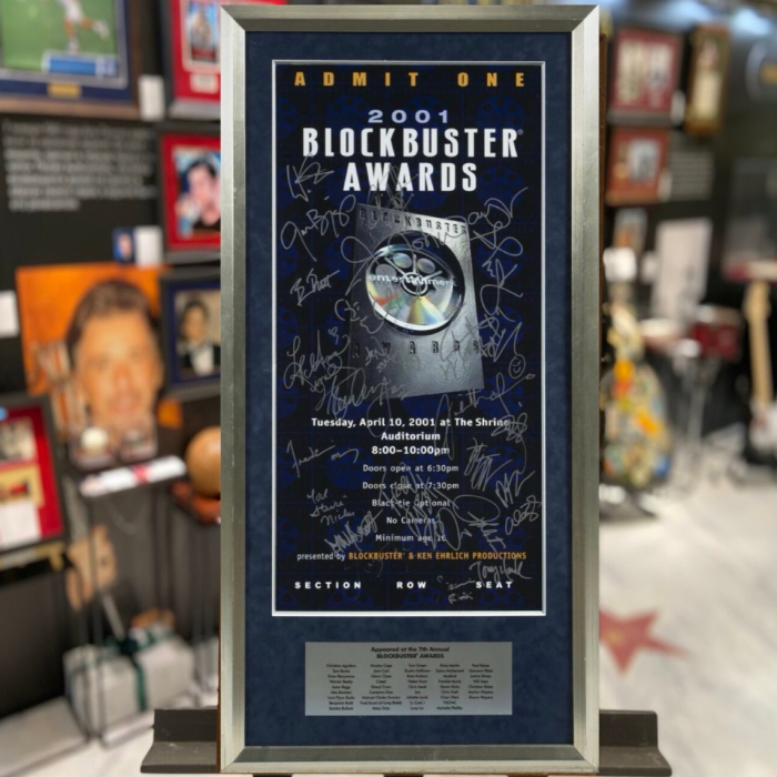 The official poster of the Blockbuster Entertainment Awards ceremony on April 10, 2001 with aftographs