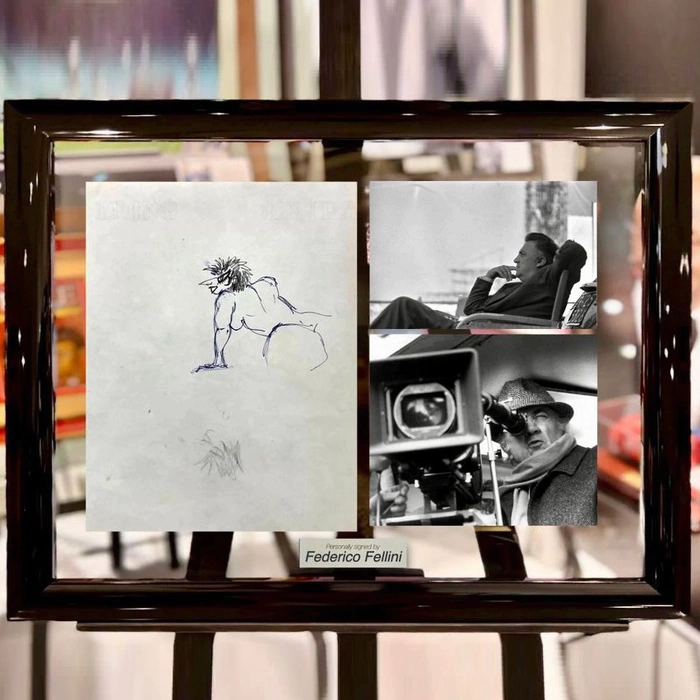 A handwritten drawing by film director Federico Fellini