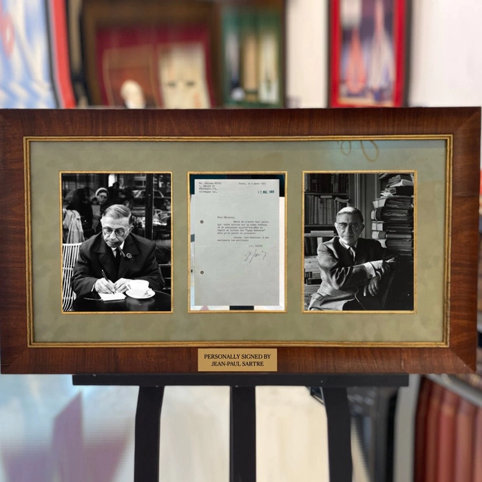 An autographed letter from the philosopher Jean-Paul Sartre