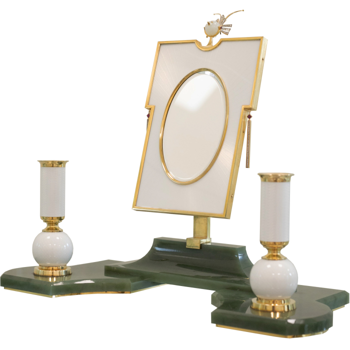 Эксклюзивный женский настольный набор "Зеркало" из нефрита