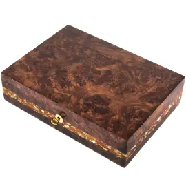 Шкатулка для часов "Александр" из корня ореха и янтаря, темный ложемент