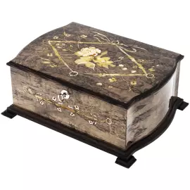 Шкатулка для украшений "Дамская" из карельской березы и янтаря