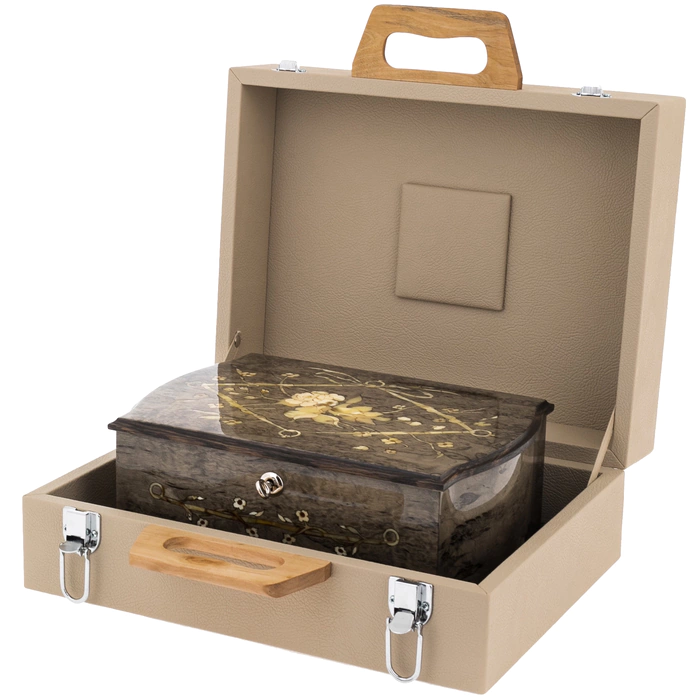 Jewelry box "Ladies" made of Karelian birch and amber
