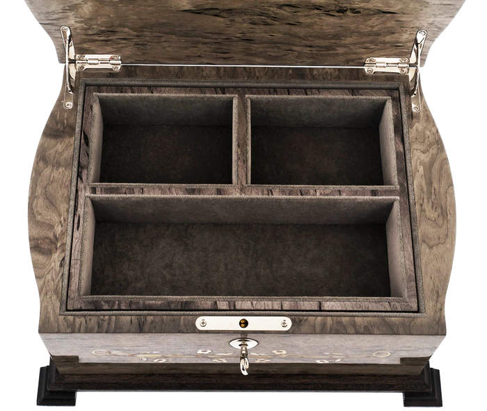 Jewelry box "Ladies" made of Karelian birch and amber
