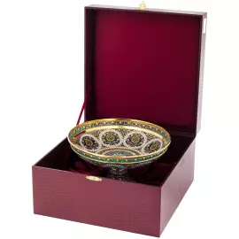 Ваза под фрукты "Цветочная" с голубыми витражными эмалями