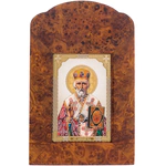 Icon "Nicholas the Wonderworker" made of birch cap