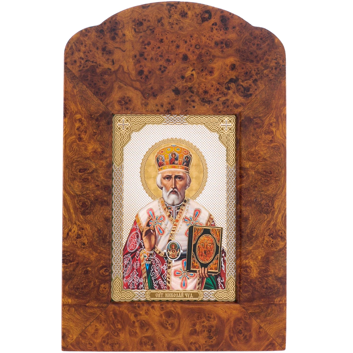 Icon "Nicholas the Wonderworker" made of birch cap