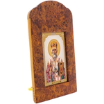 Icon "Nicholas the Wonderworker" made of birch cap