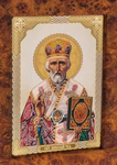 Icon "Nicholas the Wonderworker" made of birch cap