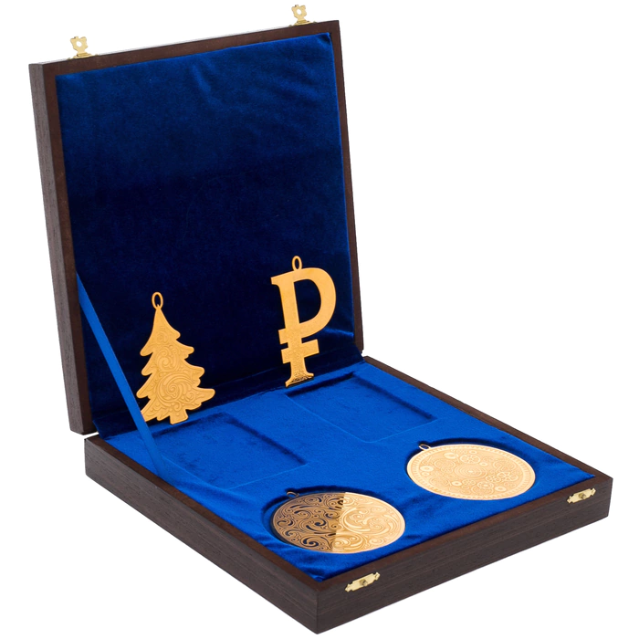 Set of Christmas tree toys "Ruble" 4 pcs, Zlatoust