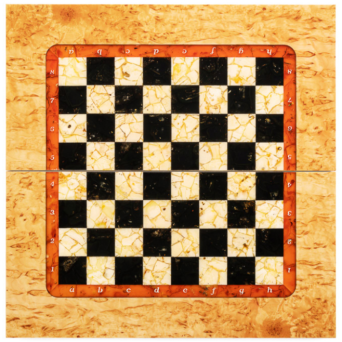Chess made of Karelian birch and amber "Amber" mini