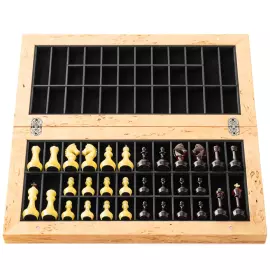 Chess made of Karelian birch and amber "Amber" mini