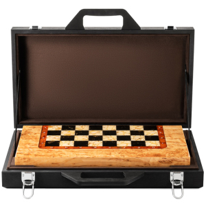Chess made of Karelian birch and amber "Amber" mini