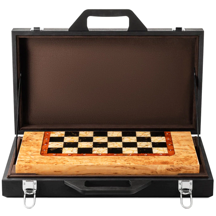 Chess made of Karelian birch and amber "Amber" mini